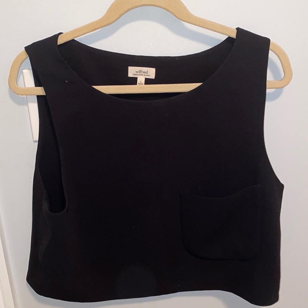 Aritzia Black Crop Top w/ front pocket